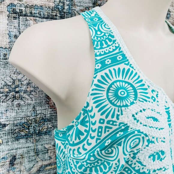 Mud Pie Racerback Halter Dress Swim Coverup Size S Teal Sleeveless V Neck - Picture 3 of 10